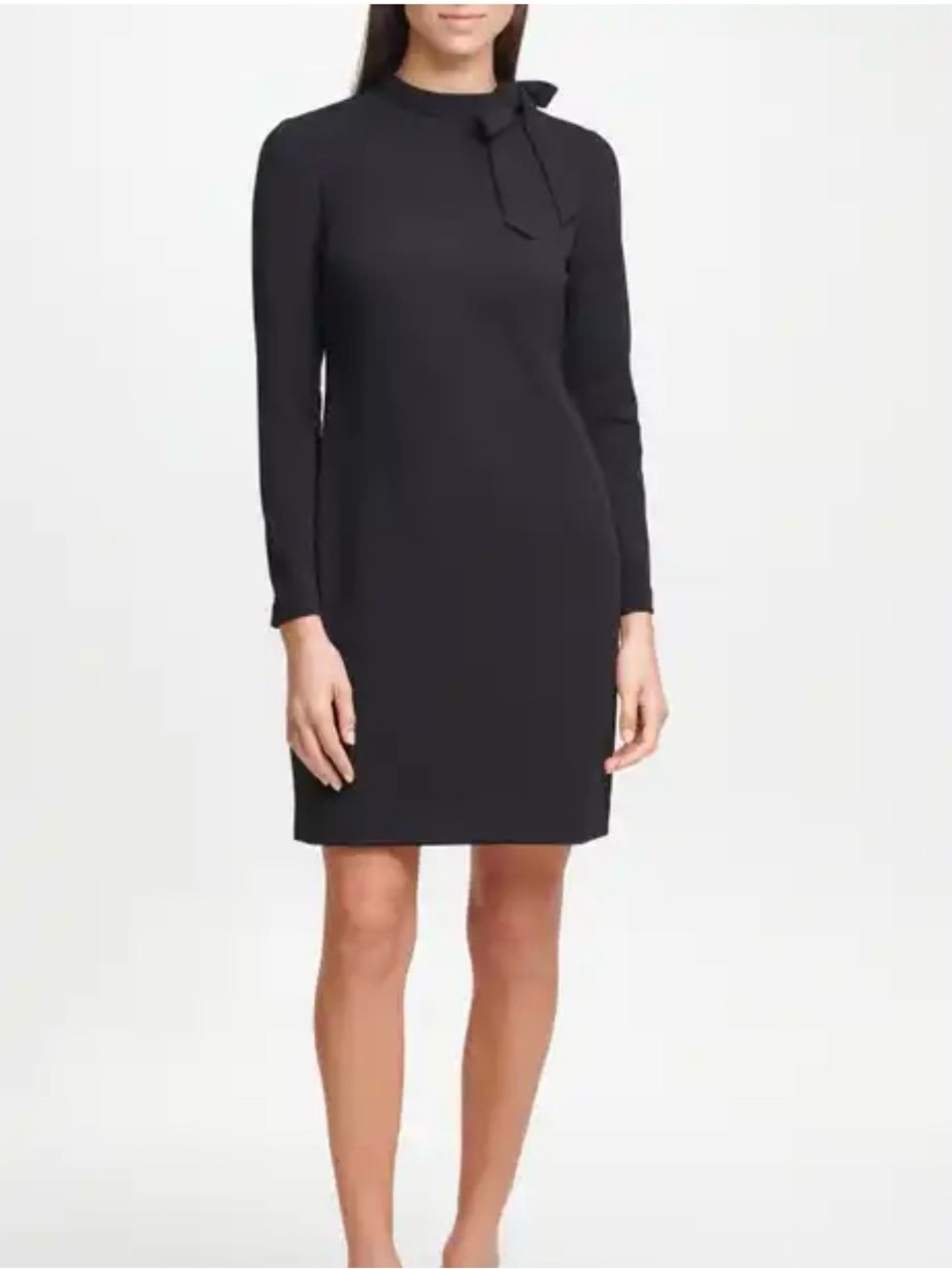 Eliza J Black Long Sleeve Bow-Neck Sheath Dress Size 4